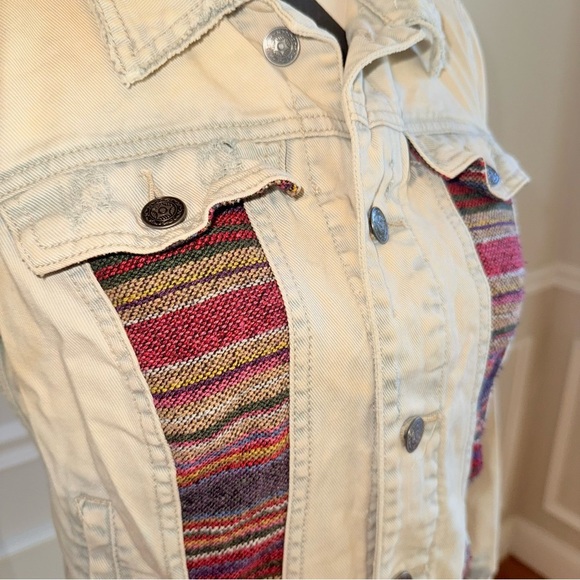 Free People Baja Tapestry Light Wash Jacket size 6 - Picture 3 of 5